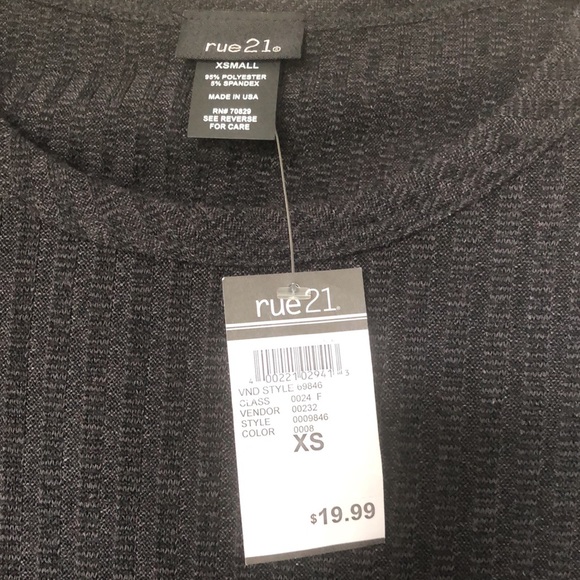 Rue 21 Top Women's Size XS Gray/Black Short Sleeve Ribbedβ Shirt - Picture 5 of 9